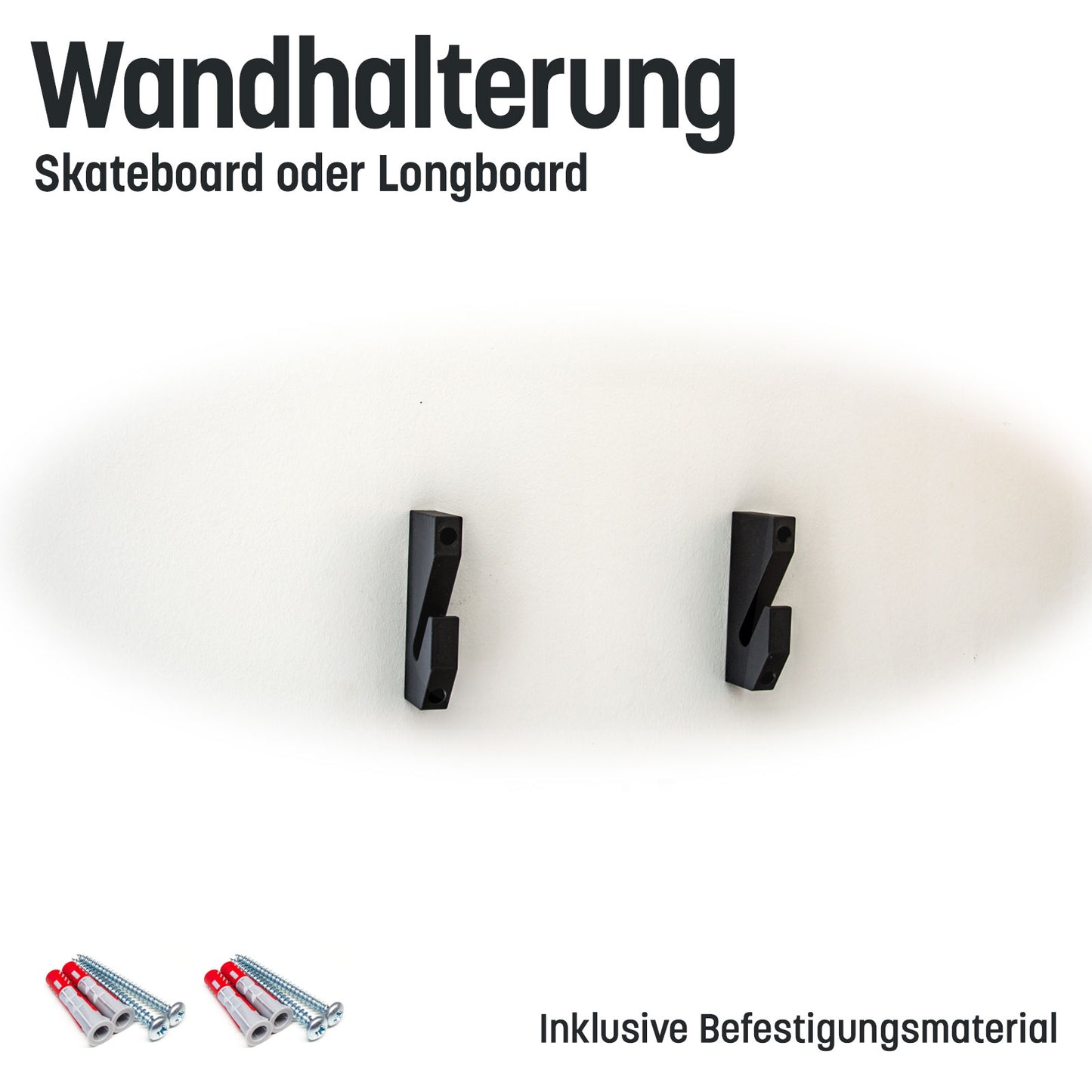 Skateboard Wandhalterung universell auch für Longboard geeignet in Schwarz Typ 2