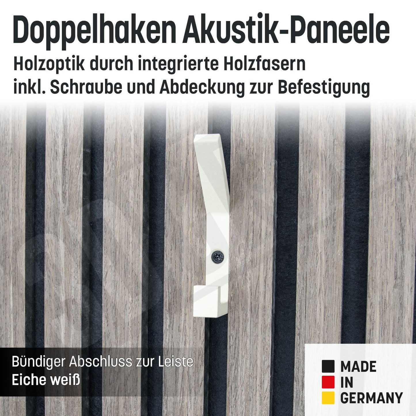 Kleiderhaken Holzfaser Akustik Paneele Wandpaneele inkl. Schraube und Dübel