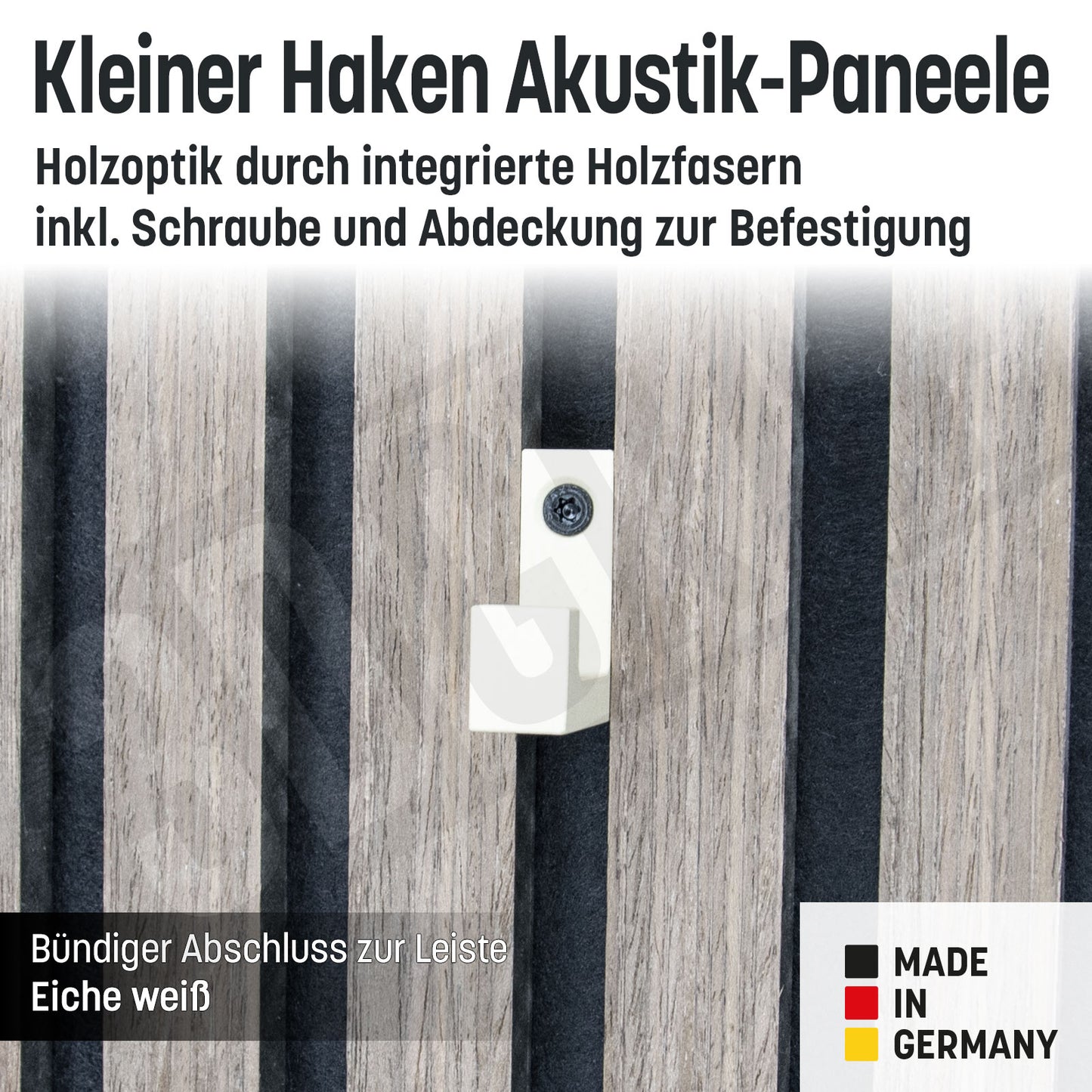 Kleiner Kleiderhaken Holzfaser Akustik Paneele Wandpaneele inkl. Schraube und Dübel