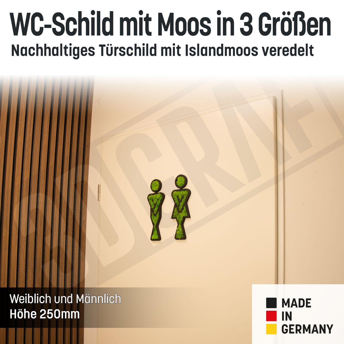 Moos Gäste WC Schild Türschild Klo Toiletten Piktogramm Selbstklebend