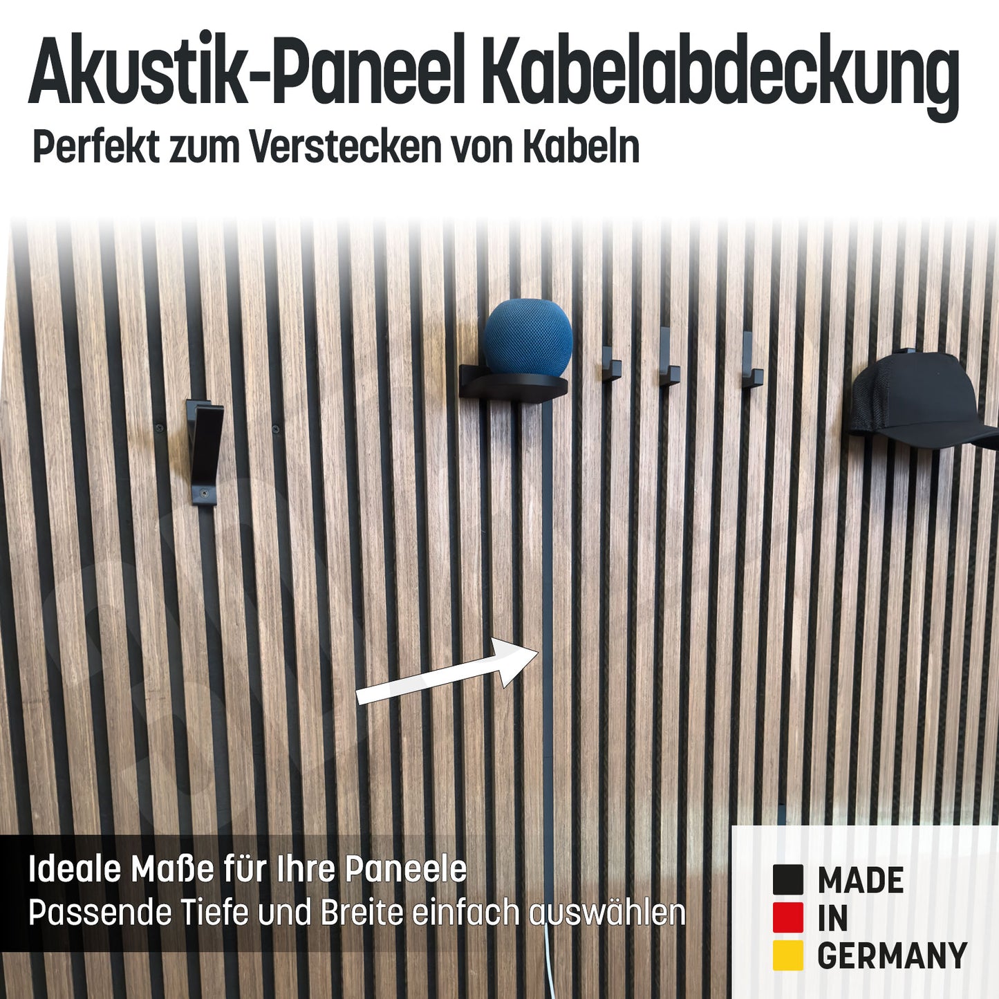 Versteckte Kabelführung für Akustik Paneele