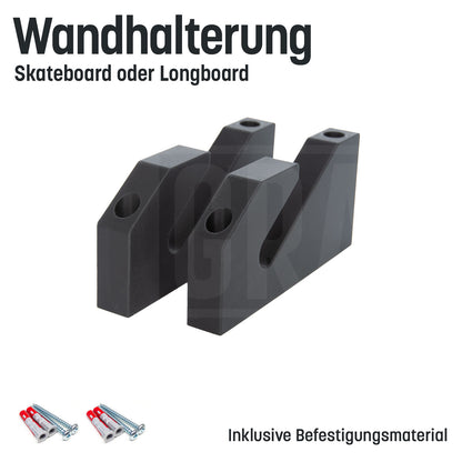 Skateboard Wandhalterung universell auch für Longboard geeignet in Schwarz Typ 2