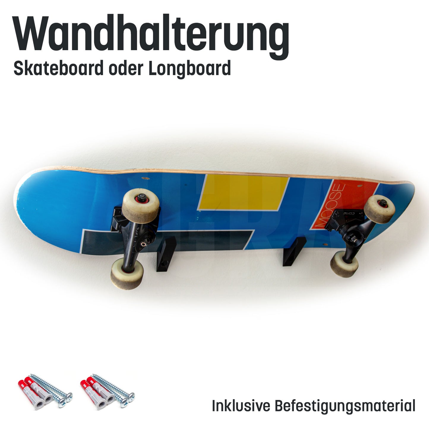 Skateboard Wandhalterung universell auch für Longboard geeignet in Schwarz Typ 3