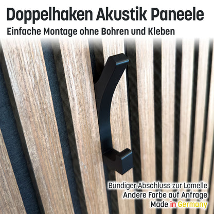 Garderobenhaken / Doppel Haken für Akustik Paneele ohne Kleben und Bohren