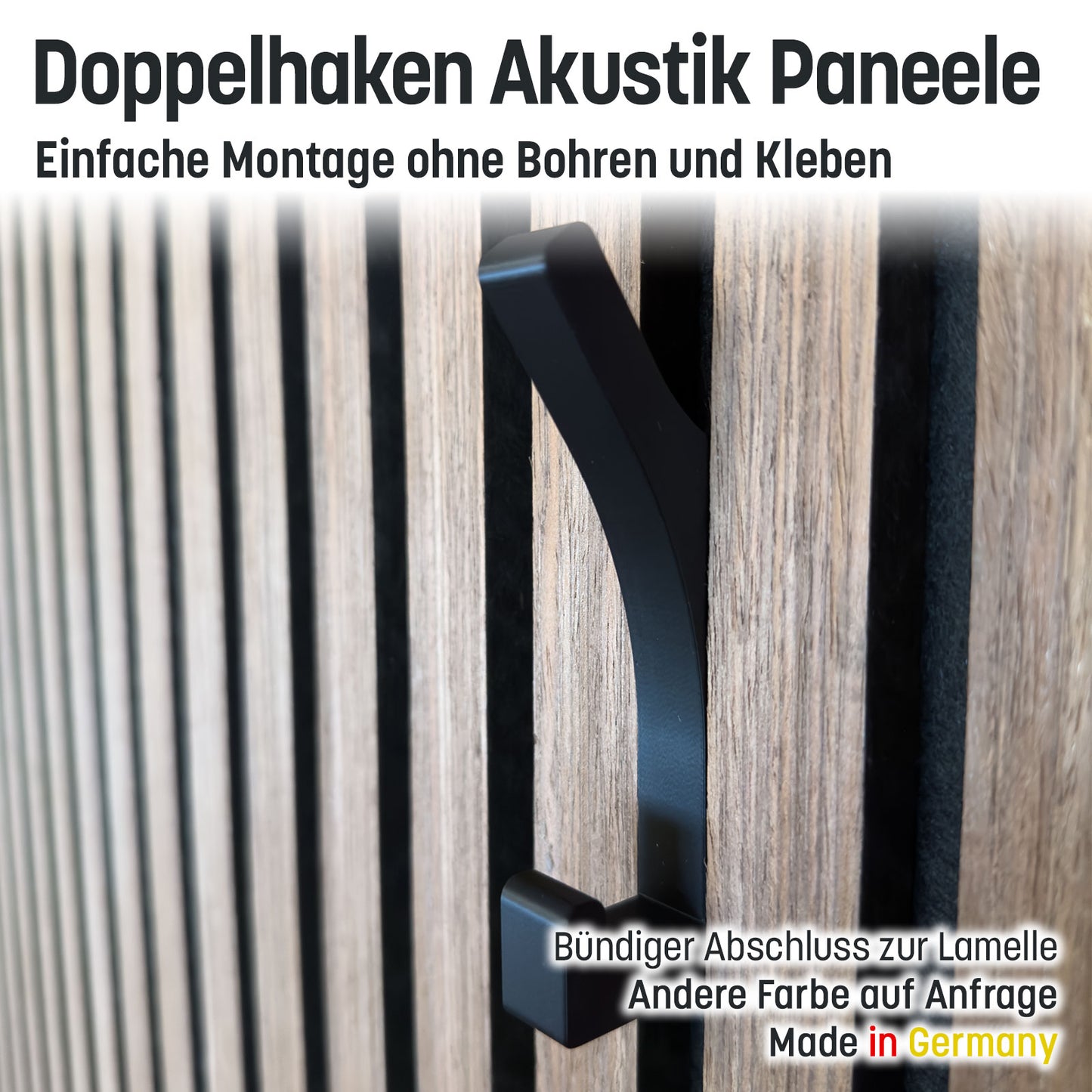 Garderobenhaken / Doppel Haken für Akustik Paneele ohne Kleben und Bohren