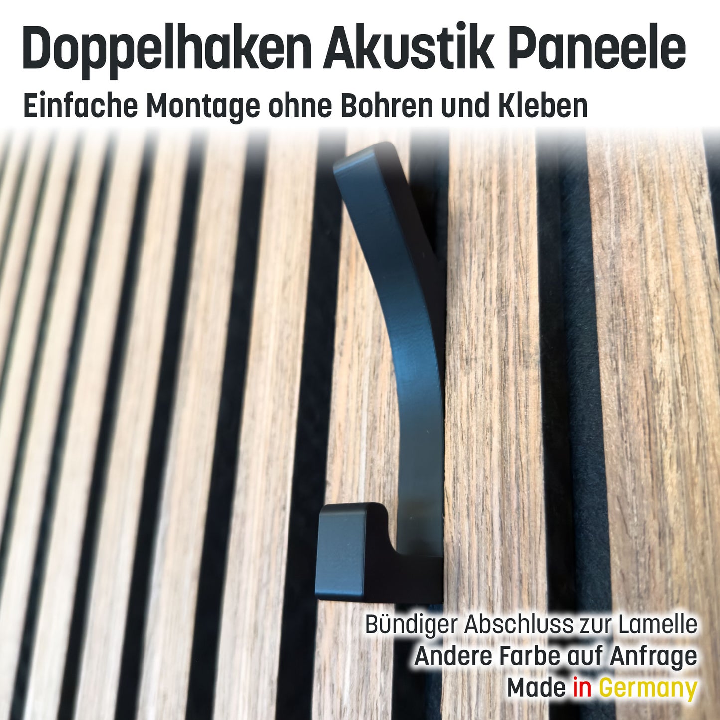 Garderobenhaken / Doppel Haken für Akustik Paneele ohne Kleben und Bohren