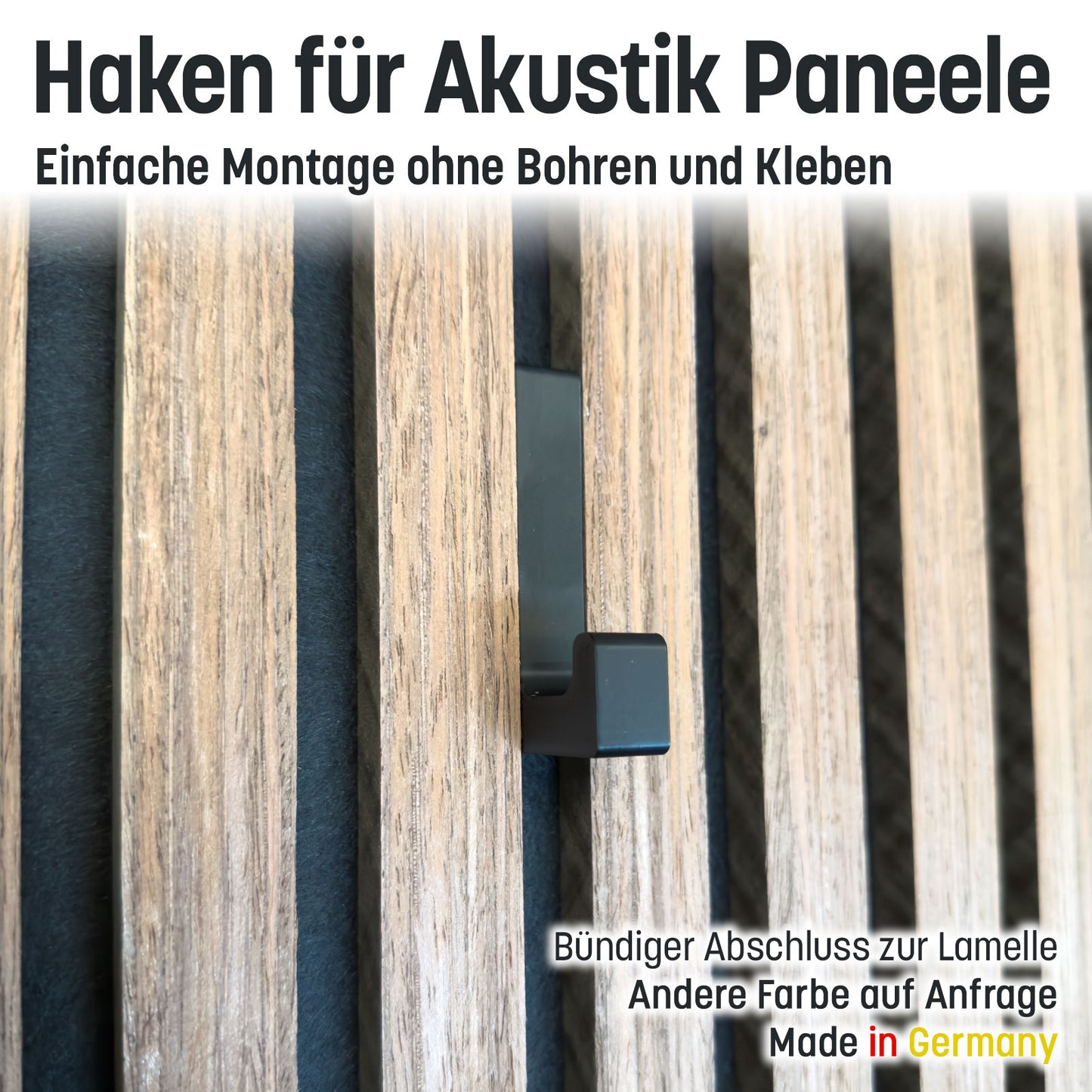 Garderobenhaken / Haken für Akustik Paneele ohne Kleben und Bohren