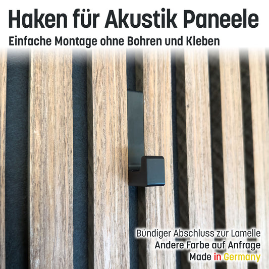 Garderobenhaken / Haken für Akustik Paneele ohne Kleben und Bohren