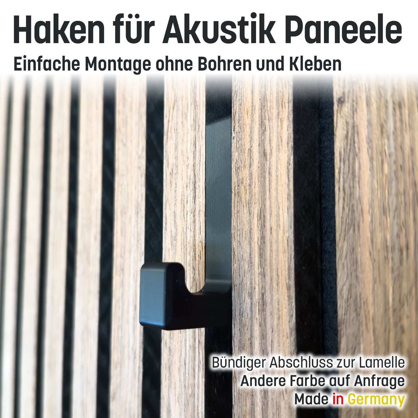 Garderobenhaken / Haken für Akustik Paneele ohne Kleben und Bohren
