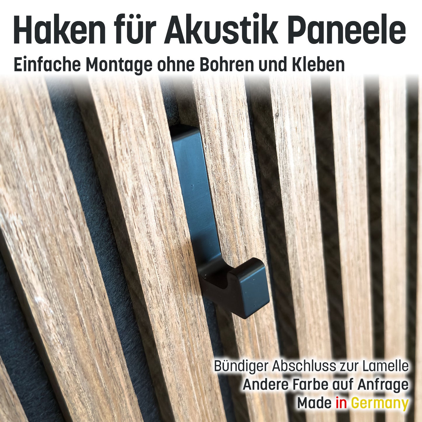 Garderobenhaken / Haken für Akustik Paneele ohne Kleben und Bohren