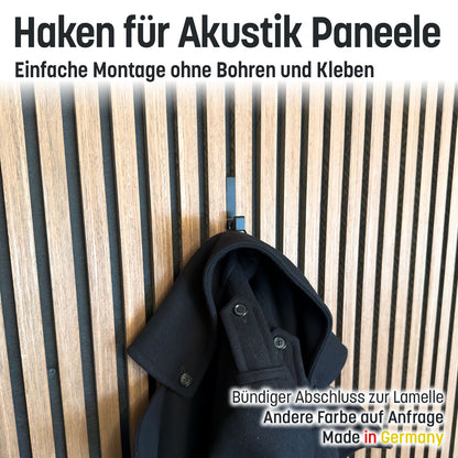 Garderobenhaken / Haken für Akustik Paneele ohne Kleben und Bohren