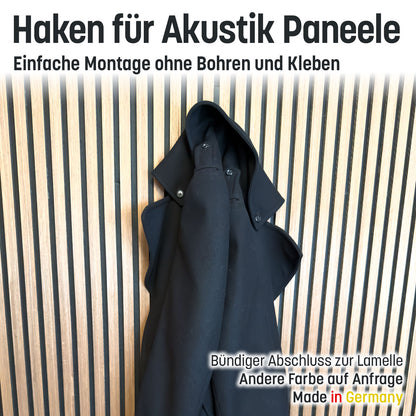 Garderobenhaken / Haken für Akustik Paneele ohne Kleben und Bohren