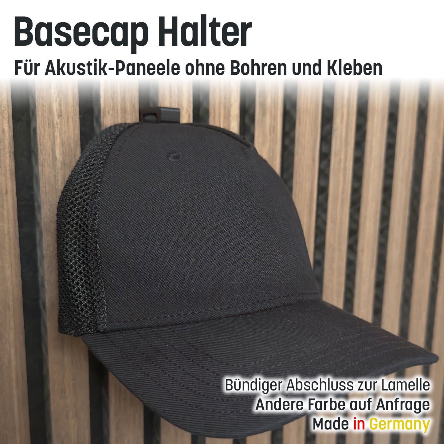 Basecap Halter Haken für Akustik-Paneele
