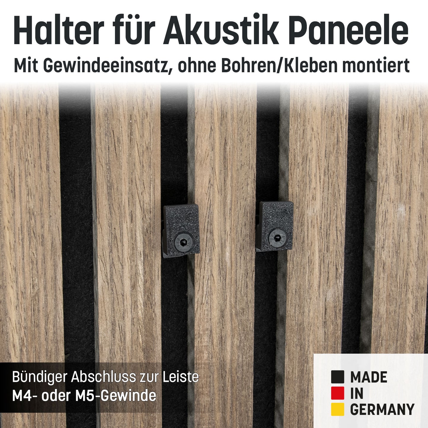 Bilderhaken / Halter mit Gewinde M4 M5 Akustik-Paneele kein Kleben+Bohren
