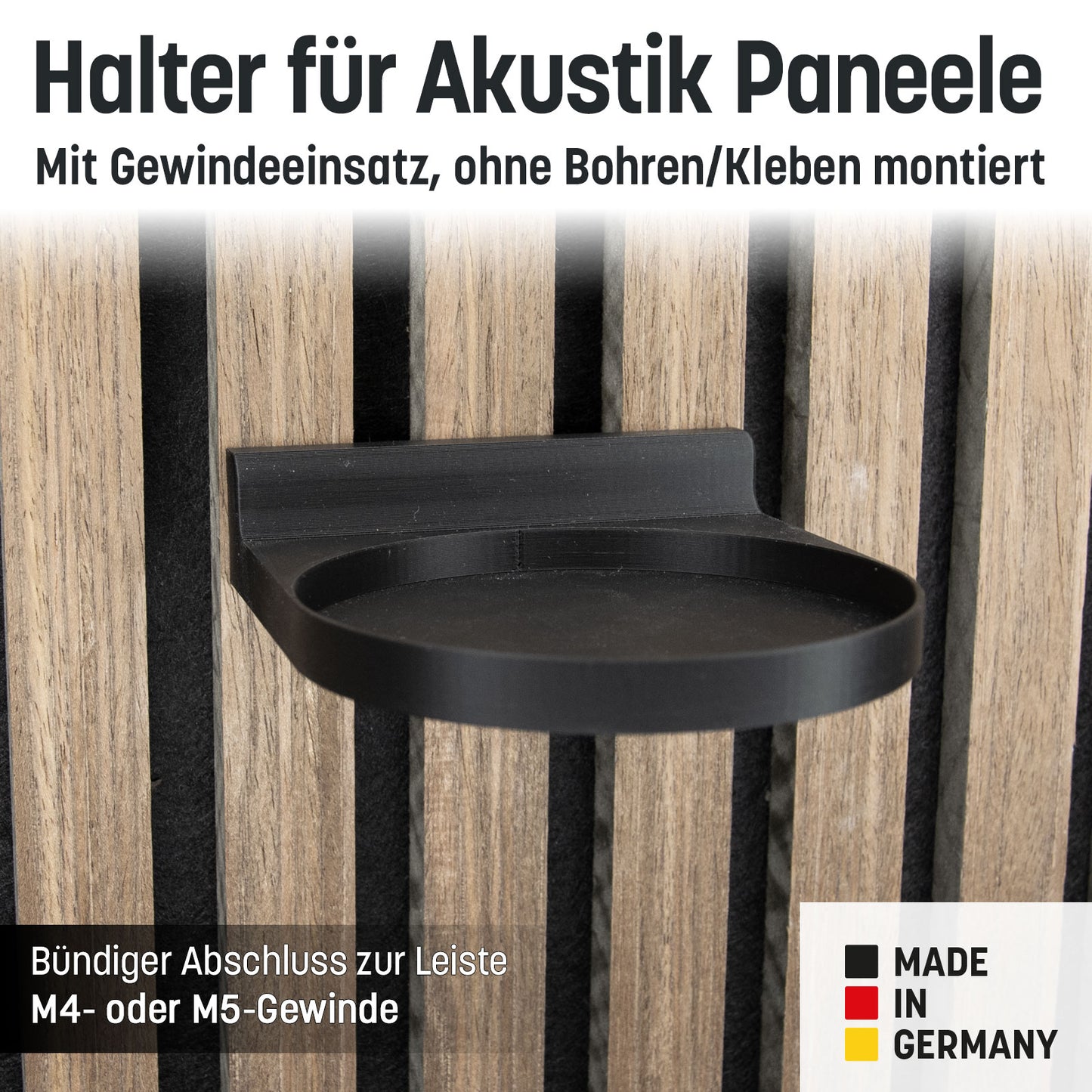 Bilderhaken / Halter mit Gewinde M4 M5 Akustik-Paneele kein Kleben+Bohren