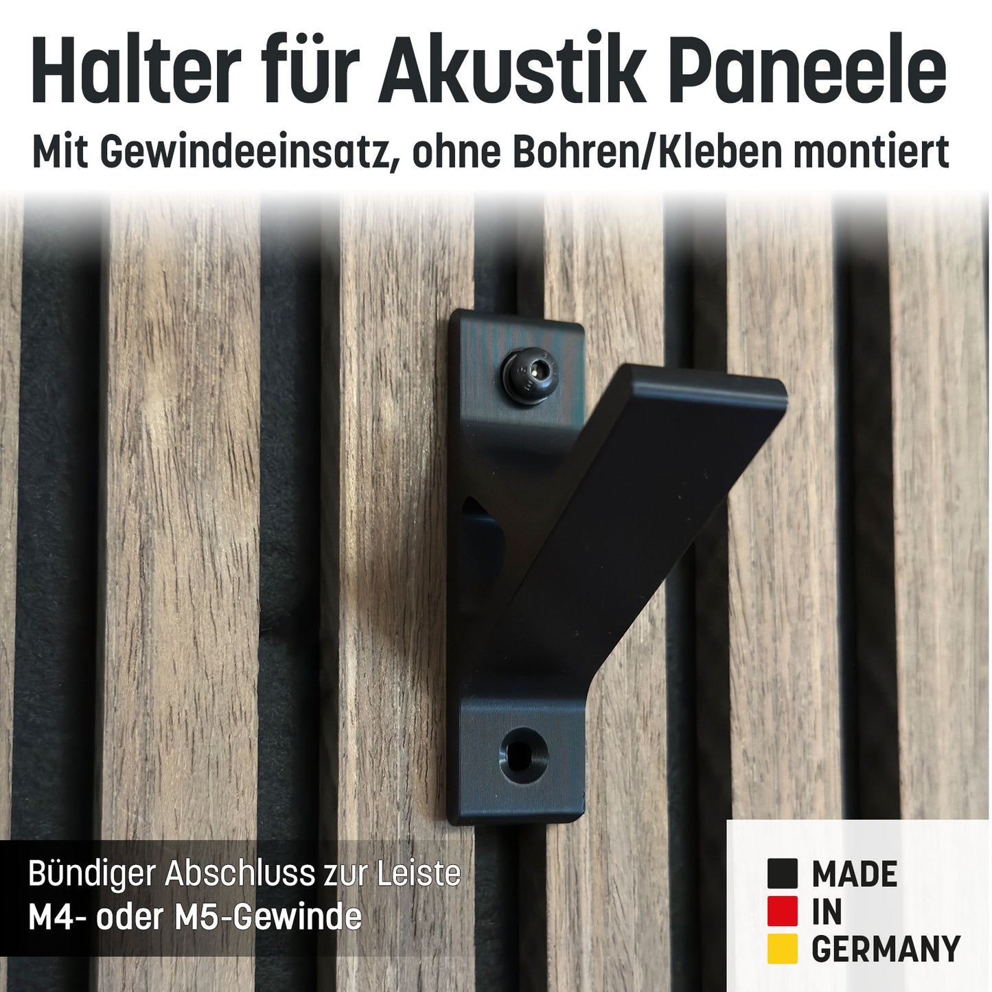 Bilderhaken / Halter mit Gewinde M4 M5 Akustik-Paneele kein Kleben+Bohren