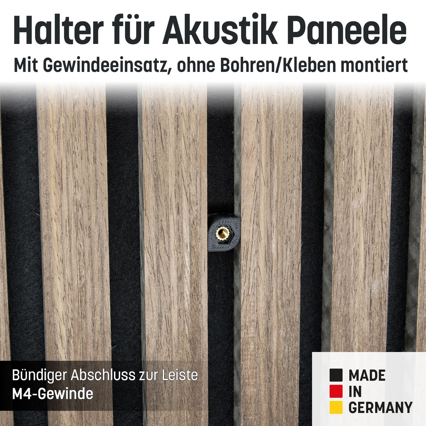 Bilderhaken / Halter mit Gewinde M4 M5 Akustik-Paneele kein Kleben+Bohren