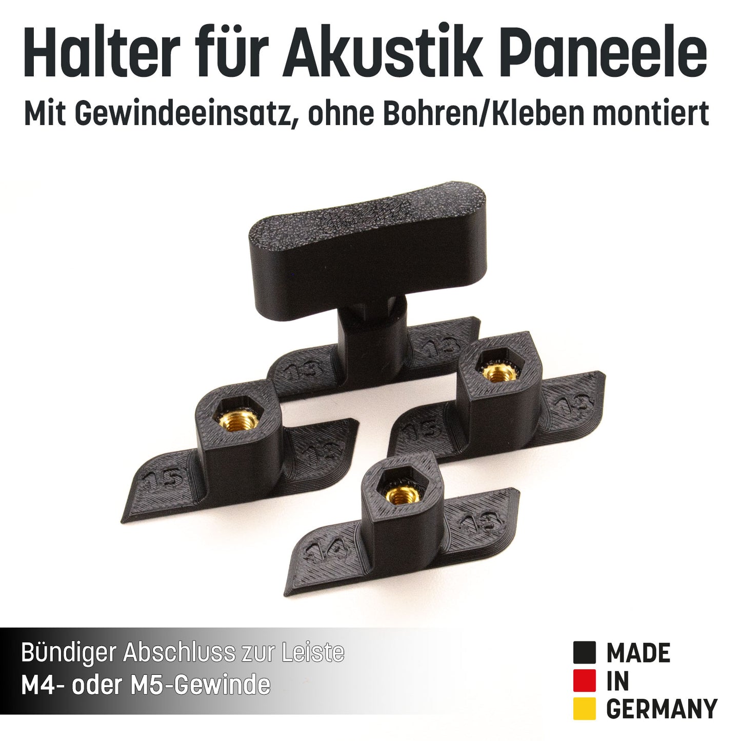 Bilderhaken / Halter mit Gewinde M4 M5 Akustik-Paneele kein Kleben+Bohren