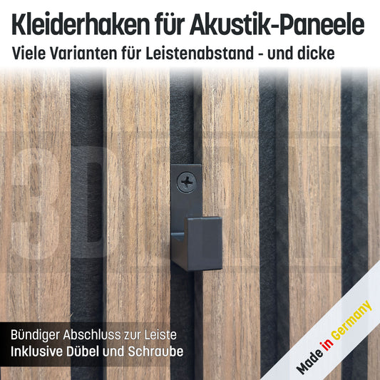Kleiderhaken für Akustik-Paneele Wandpaneele Garderobe