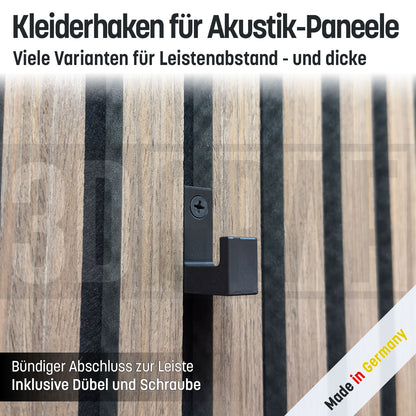 Kleiderhaken für Akustik-Paneele Wandpaneele Garderobe