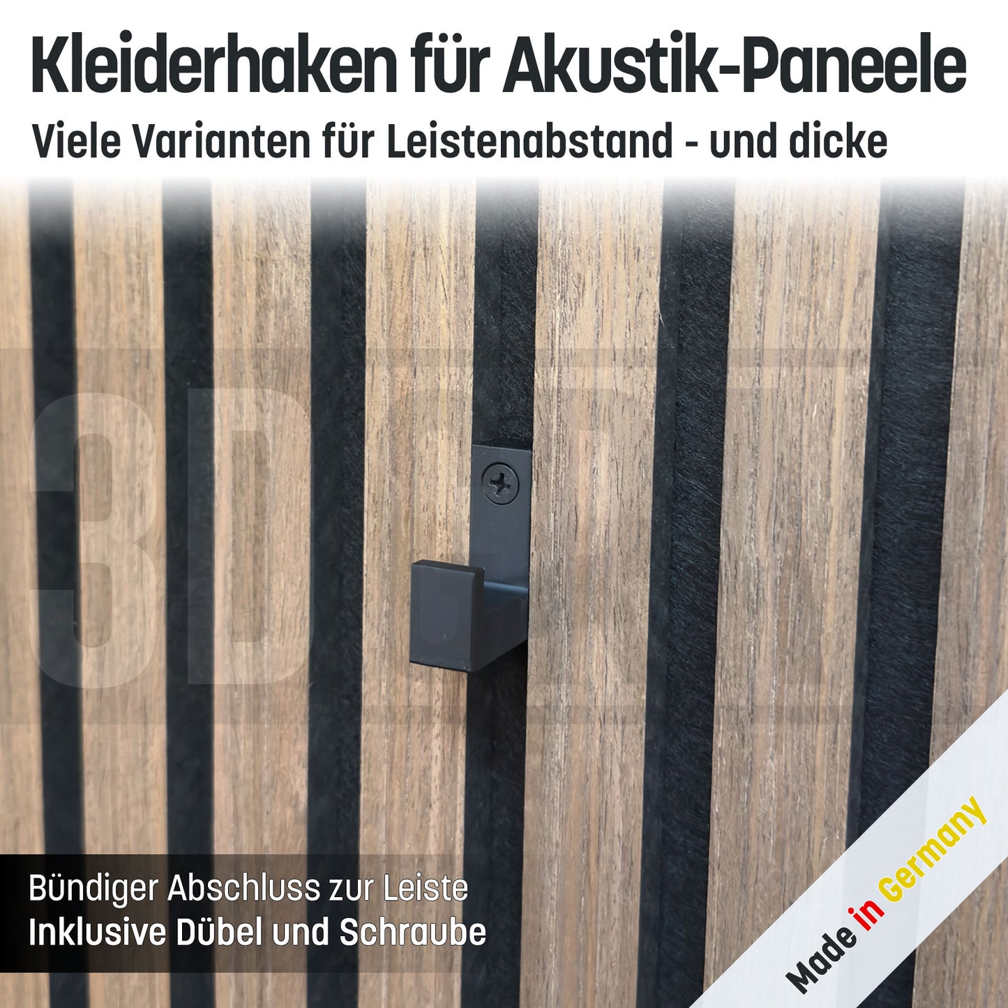 Kleiderhaken für Akustik-Paneele Wandpaneele Garderobe
