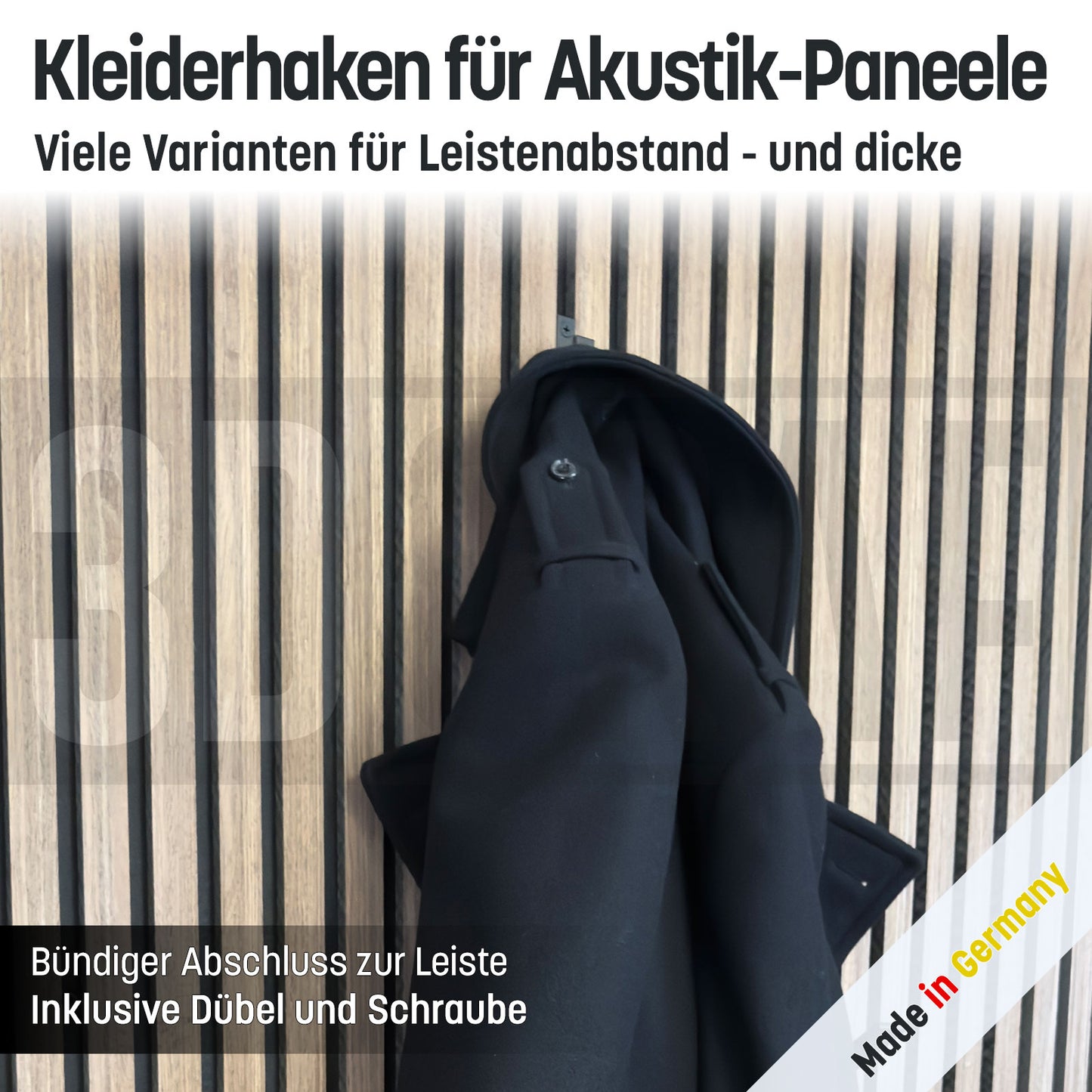Kleiderhaken für Akustik-Paneele Wandpaneele Garderobe