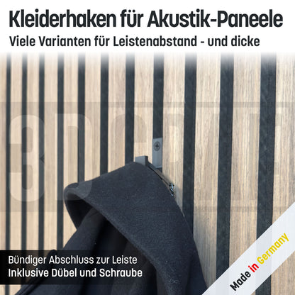 Kleiderhaken für Akustik-Paneele Wandpaneele Garderobe