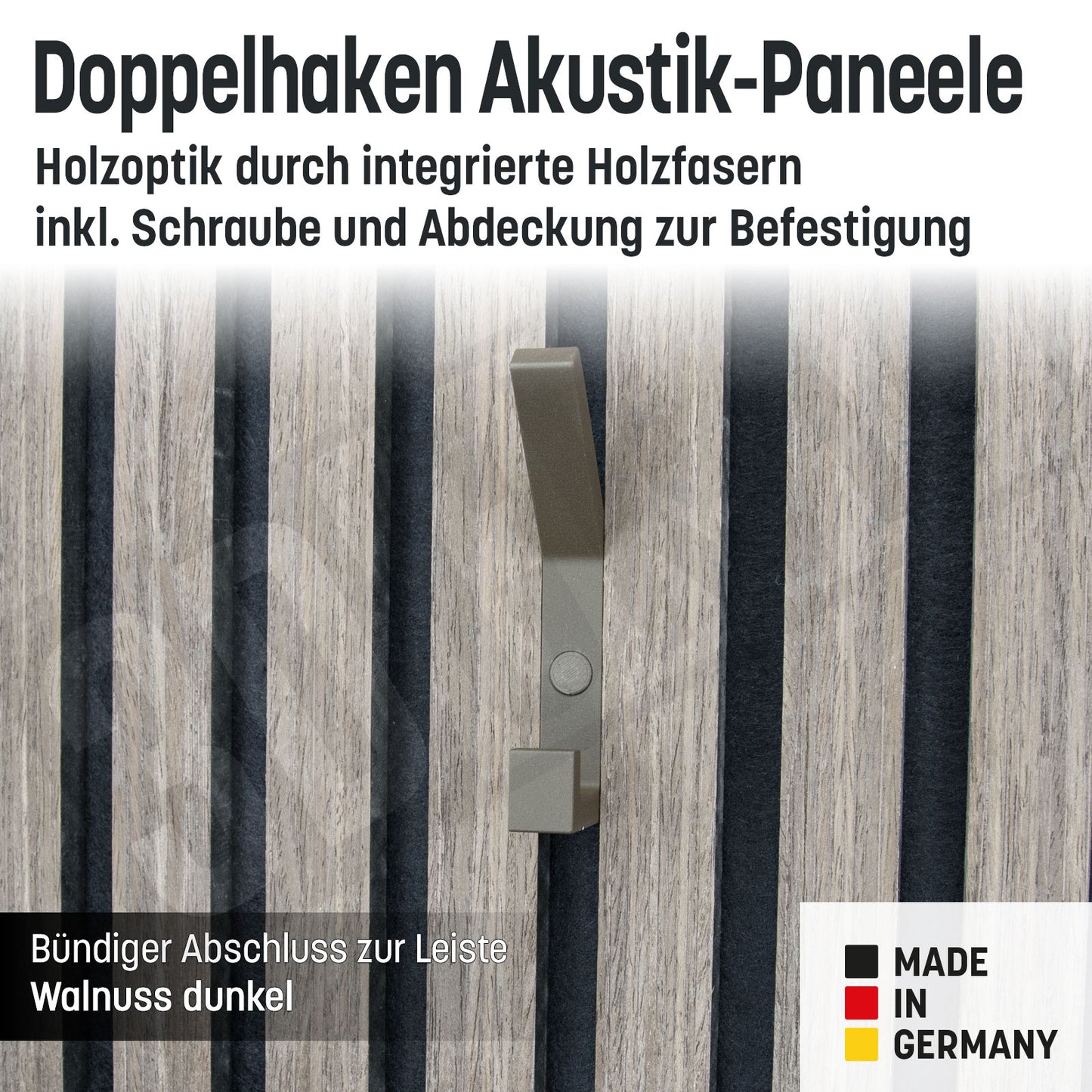 Kleiderhaken Holzfaser Akustik Paneele Wandpaneele inkl. Schraube und Dübel