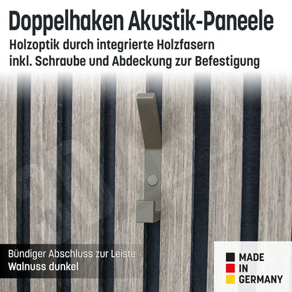 Kleiderhaken Holzfaser Akustik Paneele Wandpaneele inkl. Schraube und Dübel