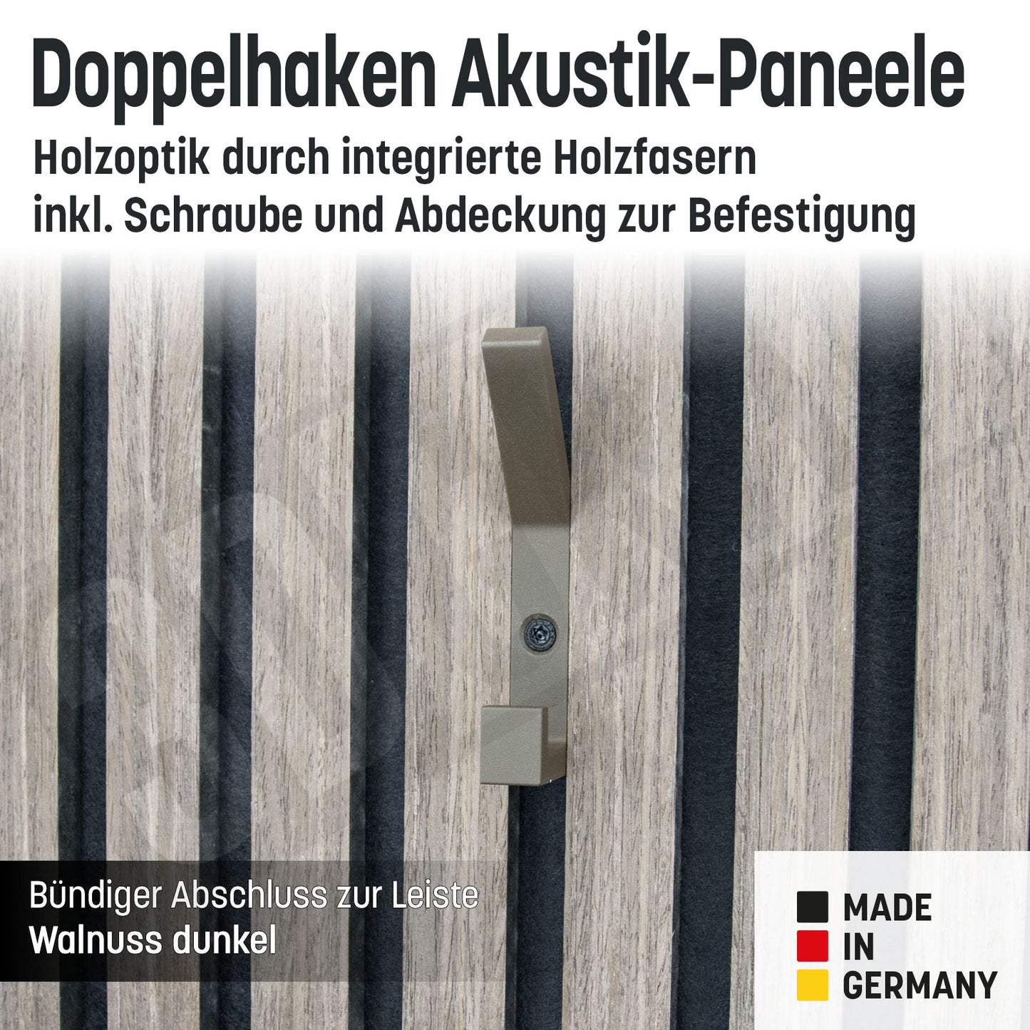 Kleiderhaken Holzfaser Akustik Paneele Wandpaneele inkl. Schraube und Dübel