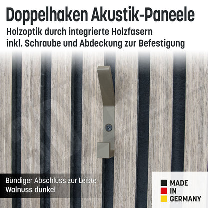 Kleiderhaken Holzfaser Akustik Paneele Wandpaneele inkl. Schraube und Dübel