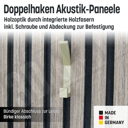 Kleiderhaken Holzfaser Akustik Paneele Wandpaneele inkl. Schraube und Dübel