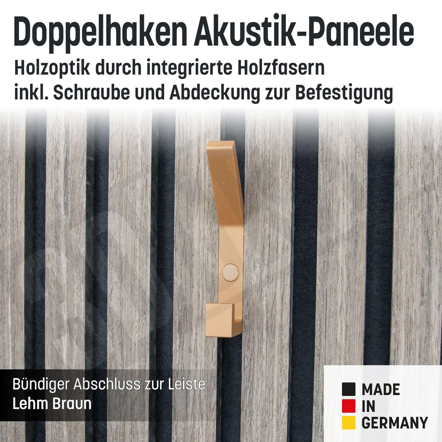 Kleiderhaken Holzfaser Akustik Paneele Wandpaneele inkl. Schraube und Dübel