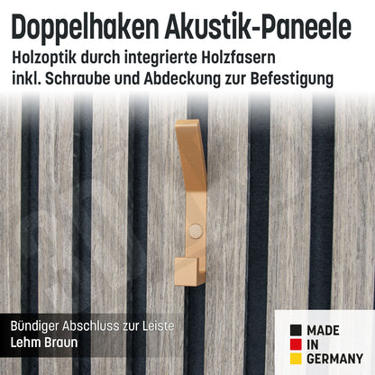 Kleiderhaken Holzfaser Akustik Paneele Wandpaneele inkl. Schraube und Dübel