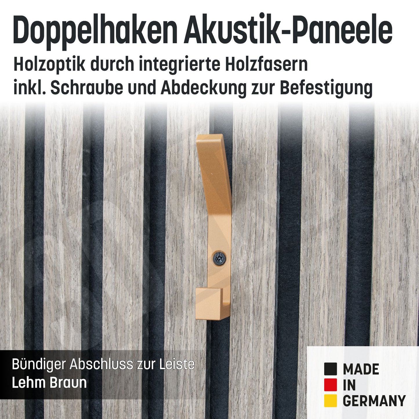 Kleiderhaken Holzfaser Akustik Paneele Wandpaneele inkl. Schraube und Dübel