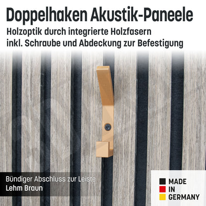 Kleiderhaken Holzfaser Akustik Paneele Wandpaneele inkl. Schraube und Dübel