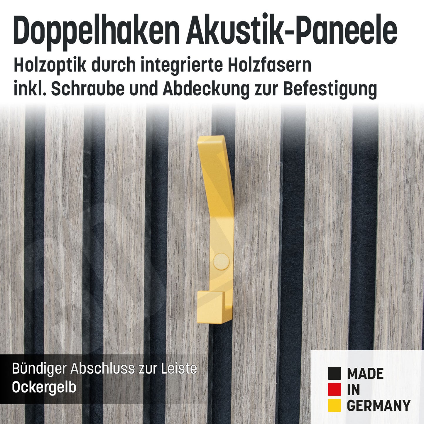 Kleiderhaken Holzfaser Akustik Paneele Wandpaneele inkl. Schraube und Dübel