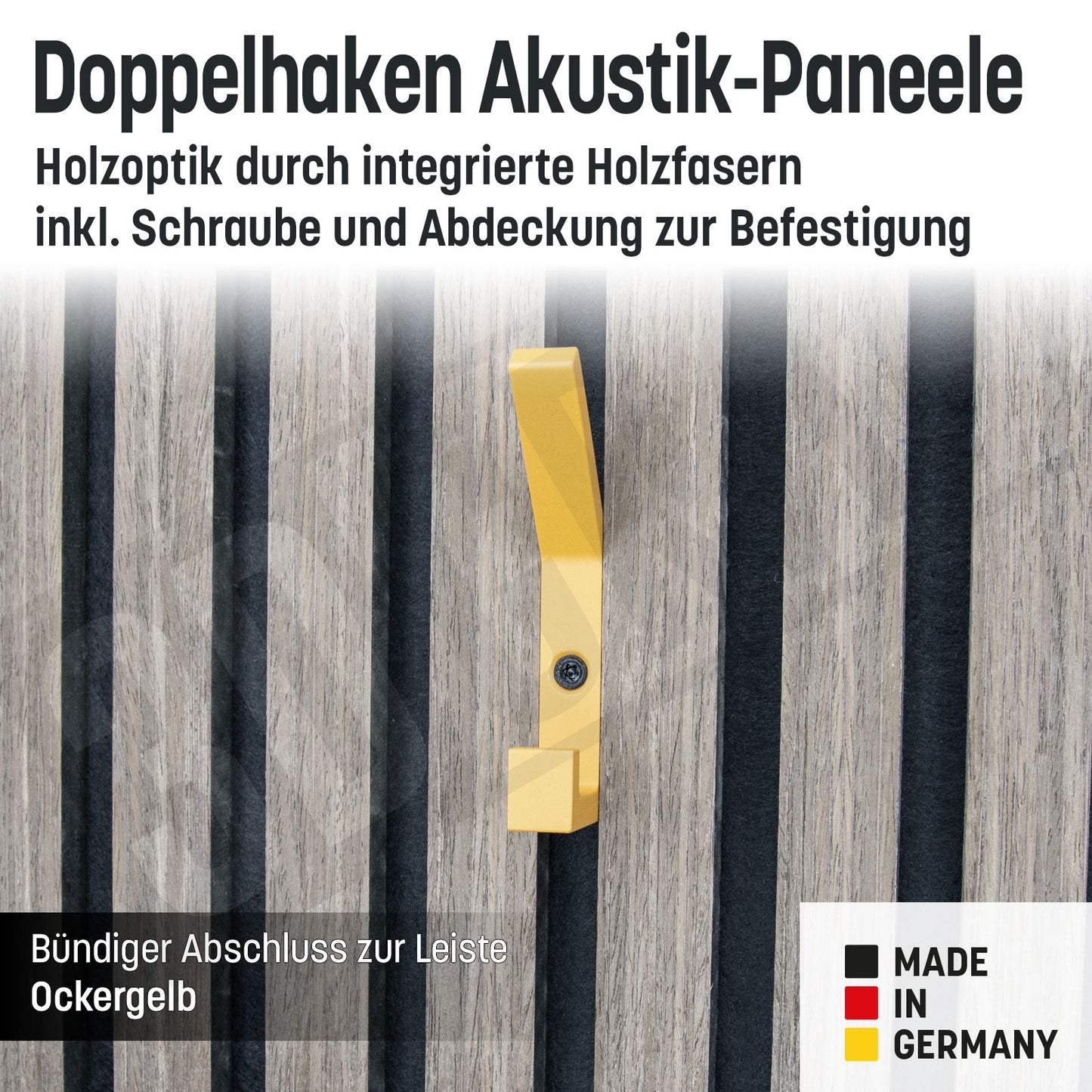 Kleiderhaken Holzfaser Akustik Paneele Wandpaneele inkl. Schraube und Dübel