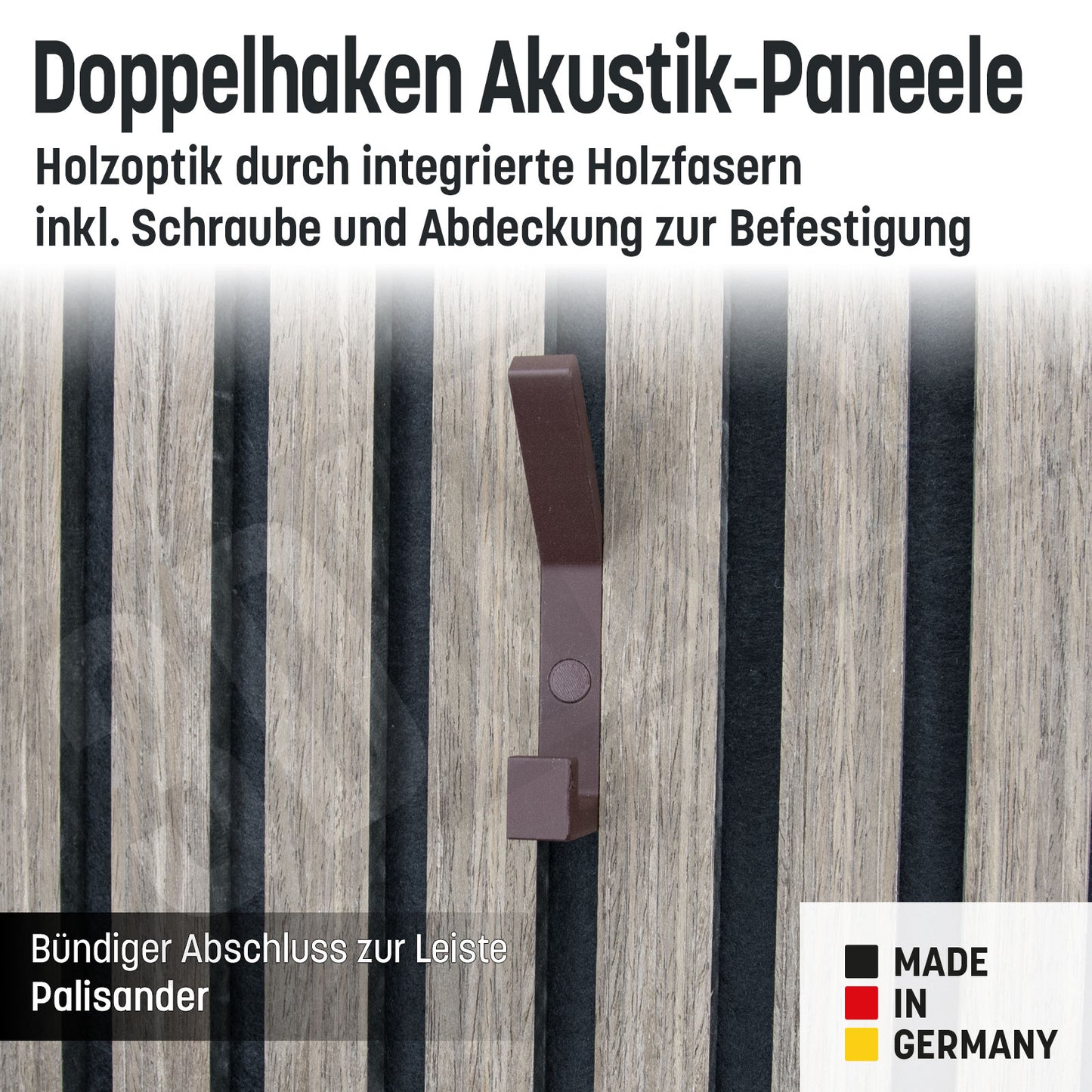 Kleiderhaken Holzfaser Akustik Paneele Wandpaneele inkl. Schraube und Dübel