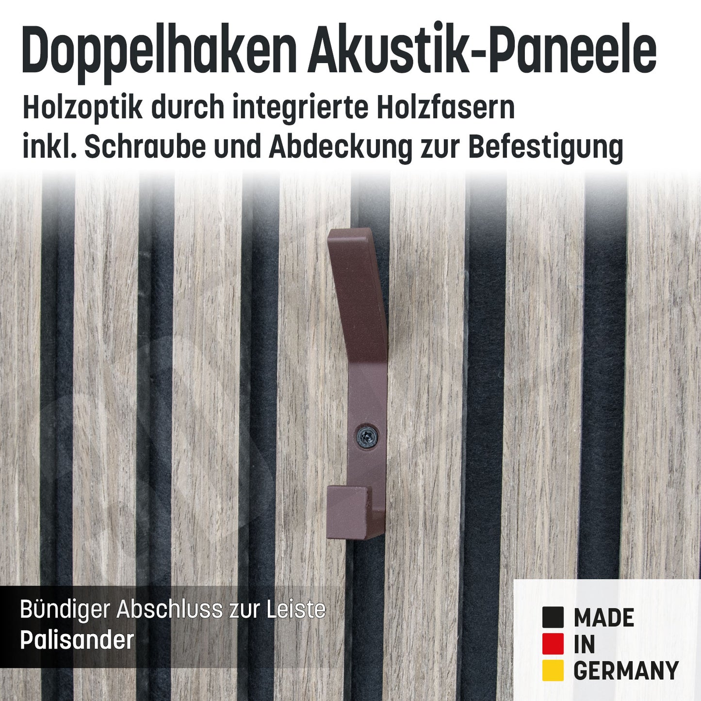 Kleiderhaken Holzfaser Akustik Paneele Wandpaneele inkl. Schraube und Dübel