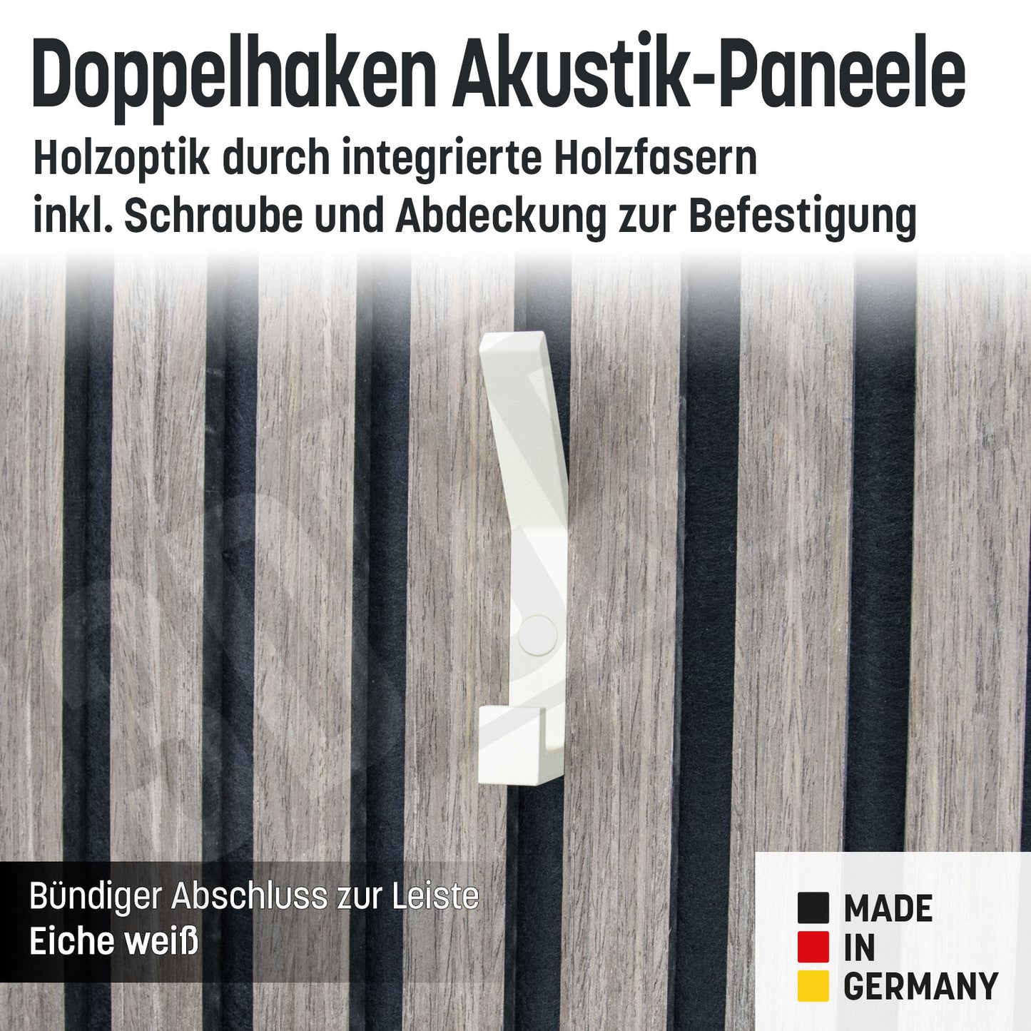 Kleiderhaken Holzfaser Akustik Paneele Wandpaneele inkl. Schraube und Dübel