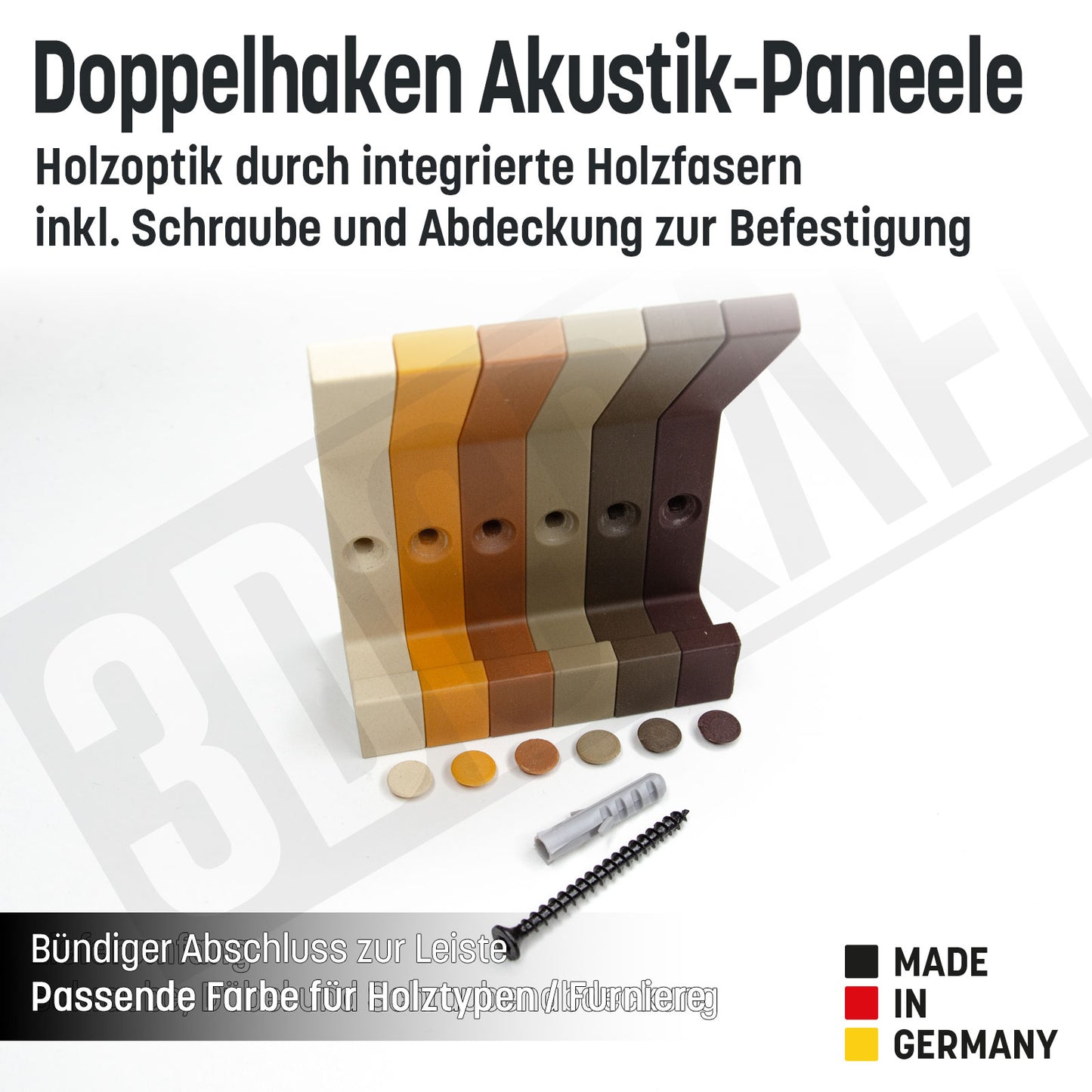 Kleiderhaken Holzfaser Akustik Paneele Wandpaneele inkl. Schraube und Dübel
