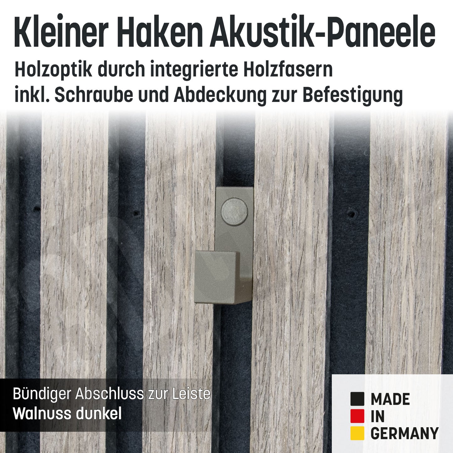 Kleiner Kleiderhaken Holzfaser Akustik Paneele Wandpaneele inkl. Schraube und Dübel