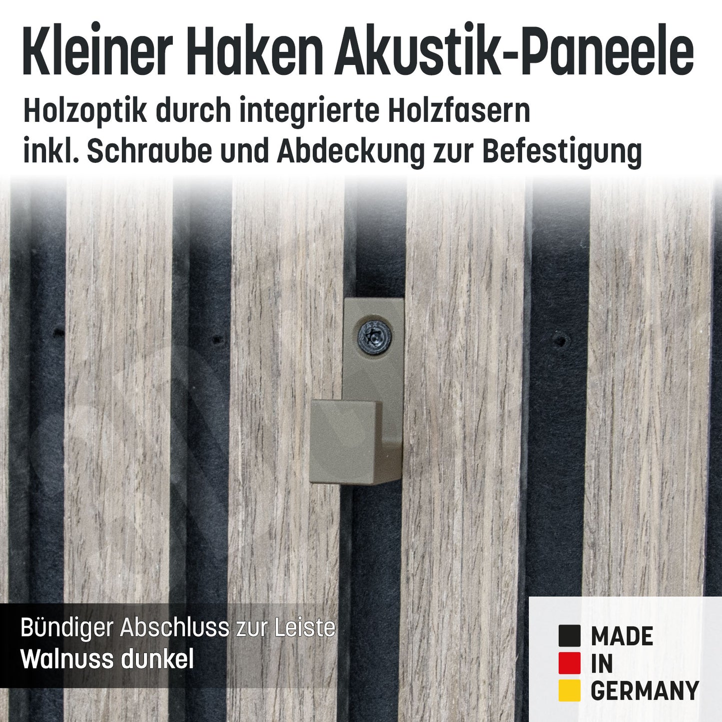 Kleiner Kleiderhaken Holzfaser Akustik Paneele Wandpaneele inkl. Schraube und Dübel
