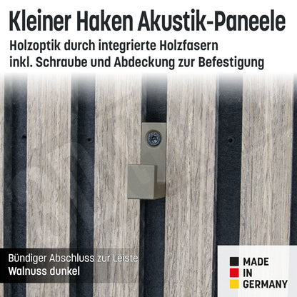 Kleiner Kleiderhaken Holzfaser Akustik Paneele Wandpaneele inkl. Schraube und Dübel