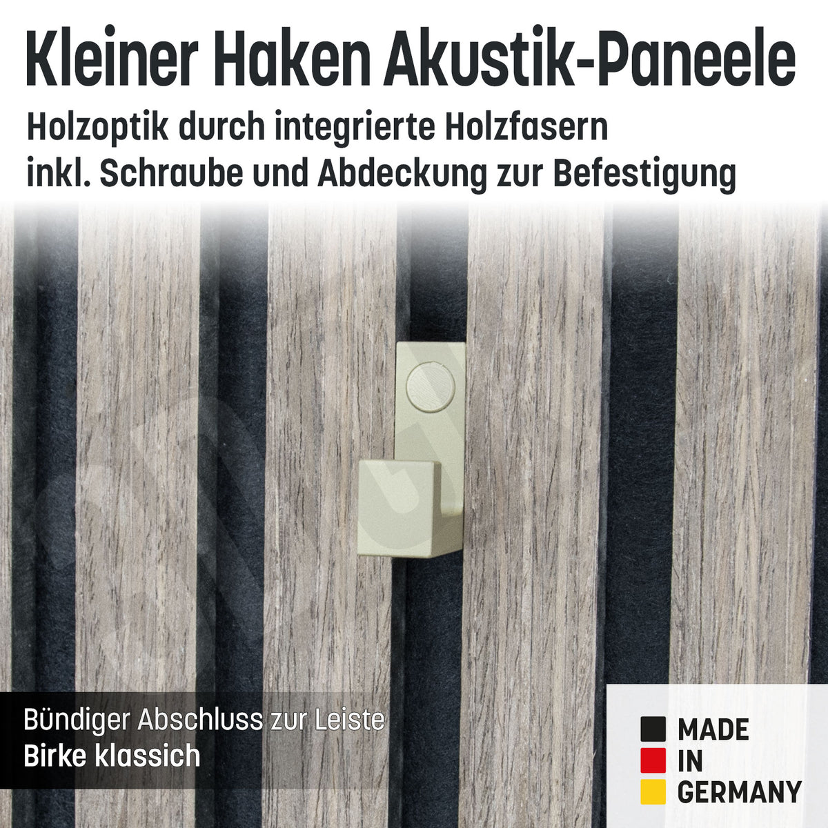 Kleiner Kleiderhaken Holzfaser Akustik Paneele Wandpaneele inkl. Schra –