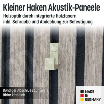 Kleiner Kleiderhaken Holzfaser Akustik Paneele Wandpaneele inkl. Schraube und Dübel