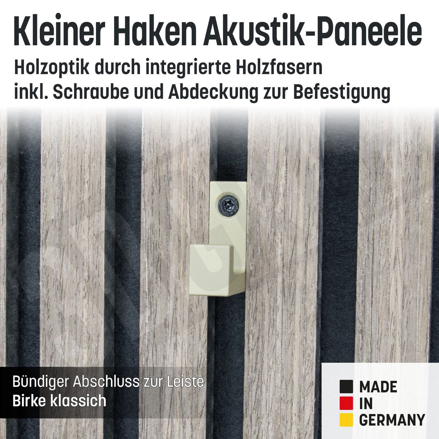 Kleiner Kleiderhaken Holzfaser Akustik Paneele Wandpaneele inkl. Schraube und Dübel