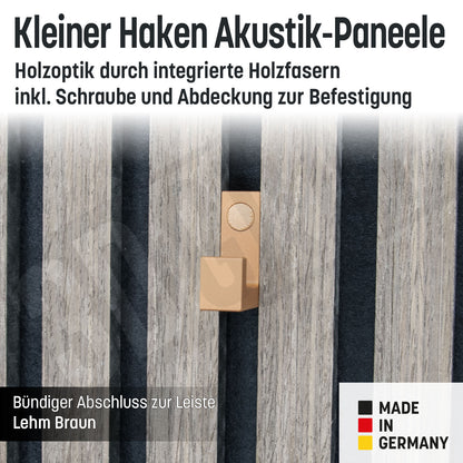 Kleiner Kleiderhaken Holzfaser Akustik Paneele Wandpaneele inkl. Schraube und Dübel