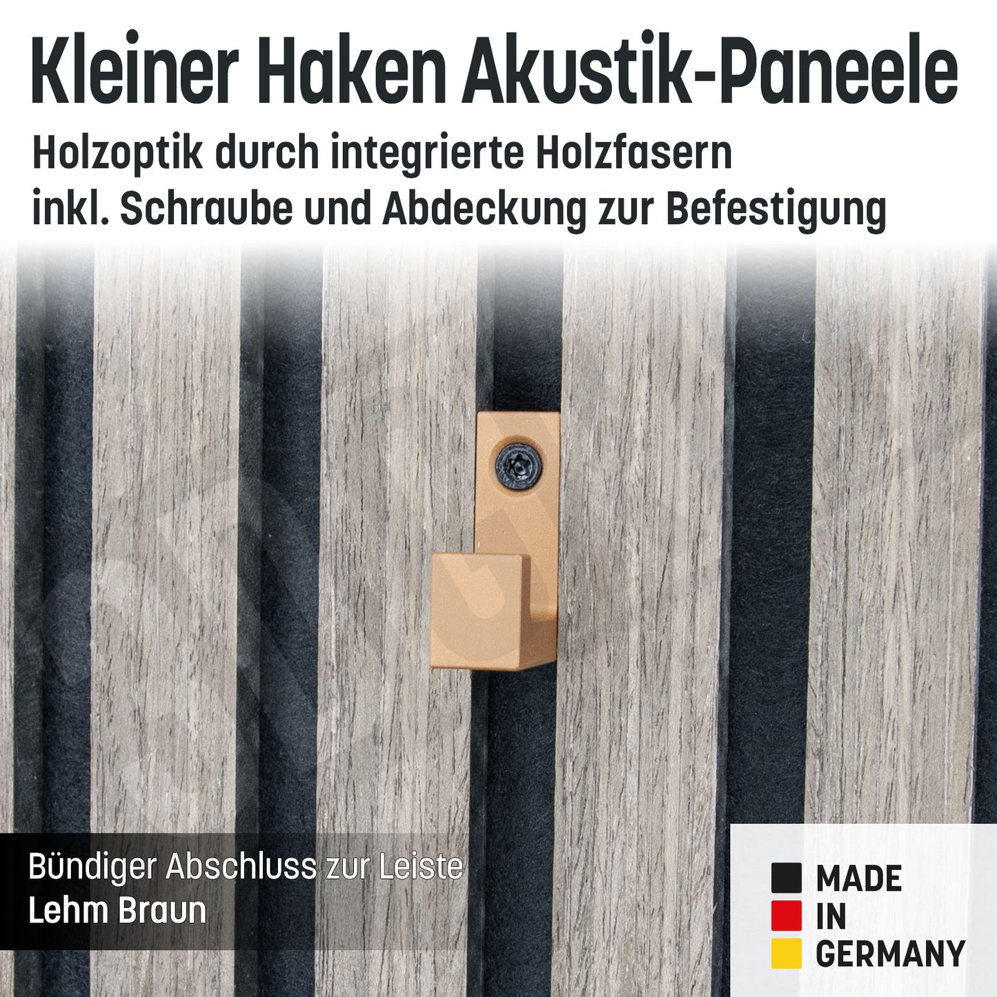 Kleiner Kleiderhaken Holzfaser Akustik Paneele Wandpaneele inkl. Schraube und Dübel